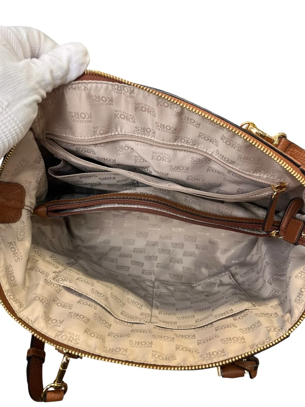 Michael Kors 35S8GLS3L Luggage Pebbled Leather Satchel Bag Wallet Set